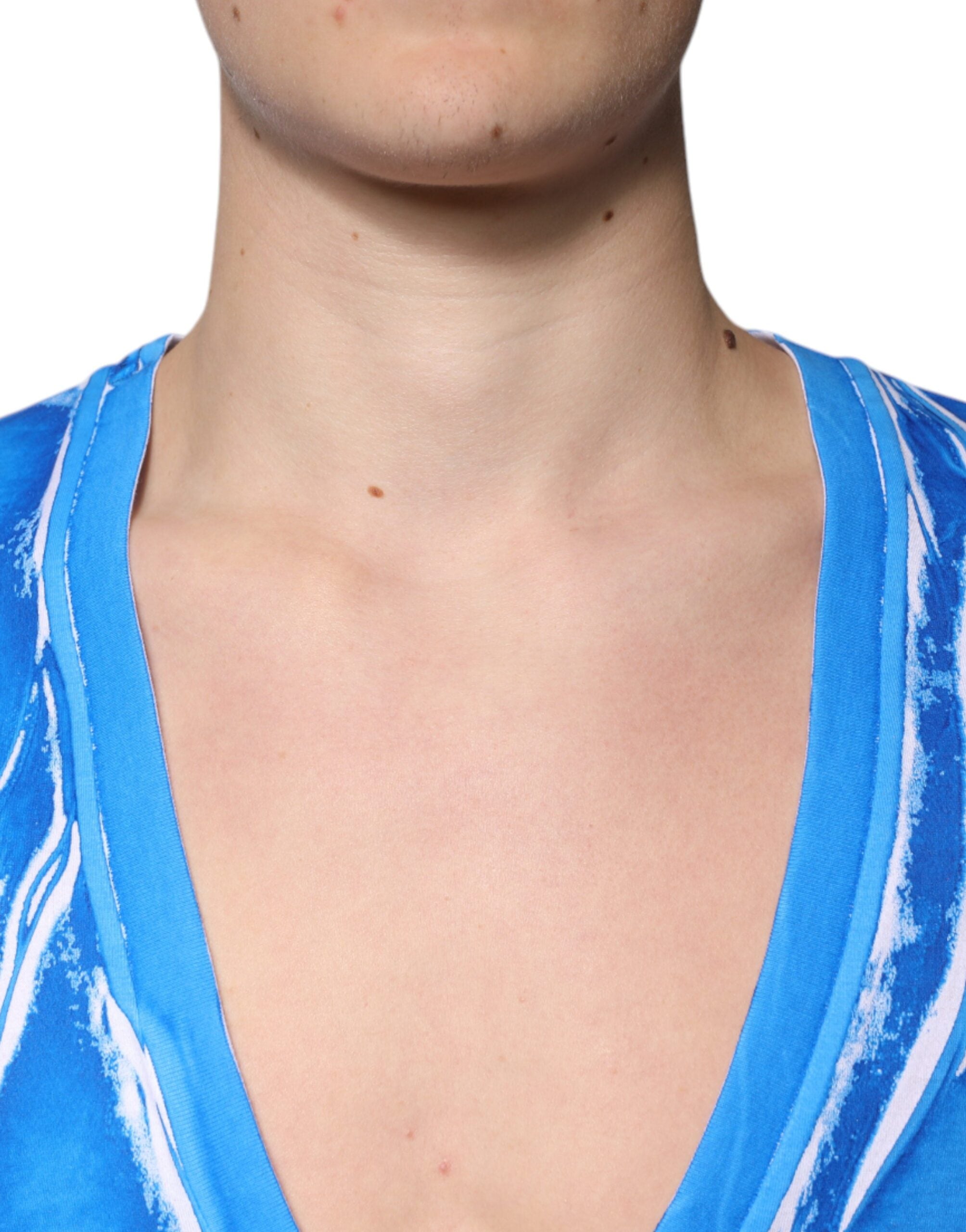 Dolce & Gabbana Blue Cotton V-neck Short Sleeves T-shirt -   -  Dolce & Gabbana.