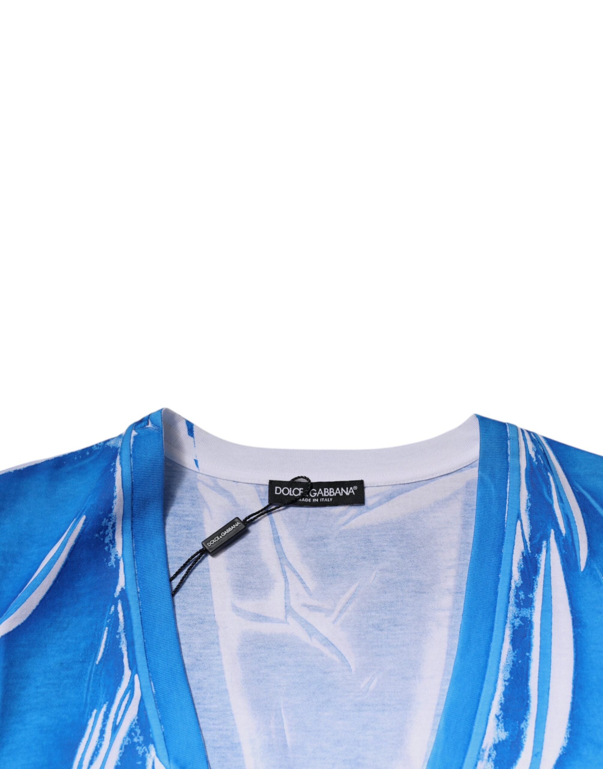 Dolce & Gabbana Blue Cotton V-neck Short Sleeves T-shirt -   -  Dolce & Gabbana.