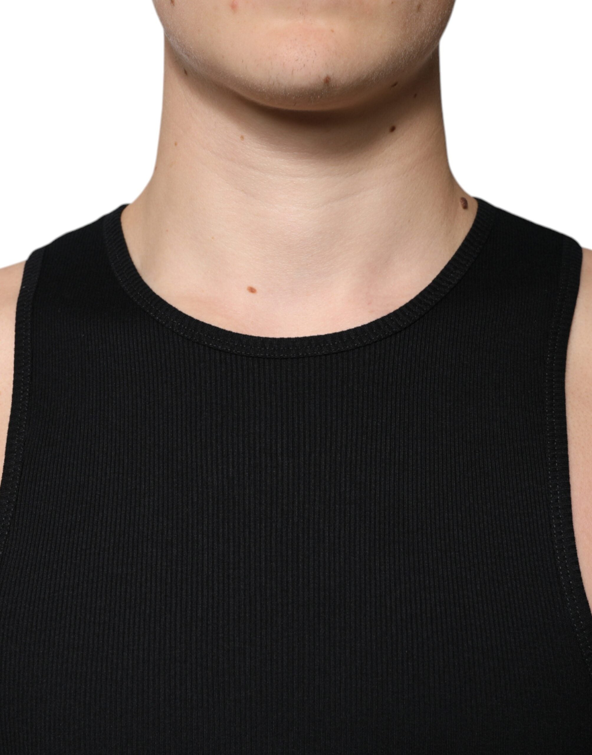 Dolce & Gabbana Black Cotton Sleeveless Round Neck Tank T-shirt -   -  Dolce & Gabbana.