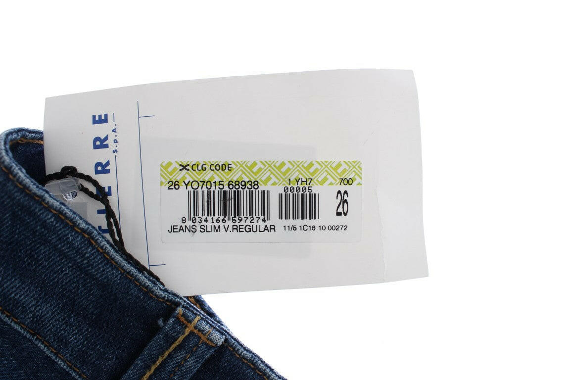 Cavalli Blue Cotton Stretch Low Waist Jeans -   -  Cavalli.