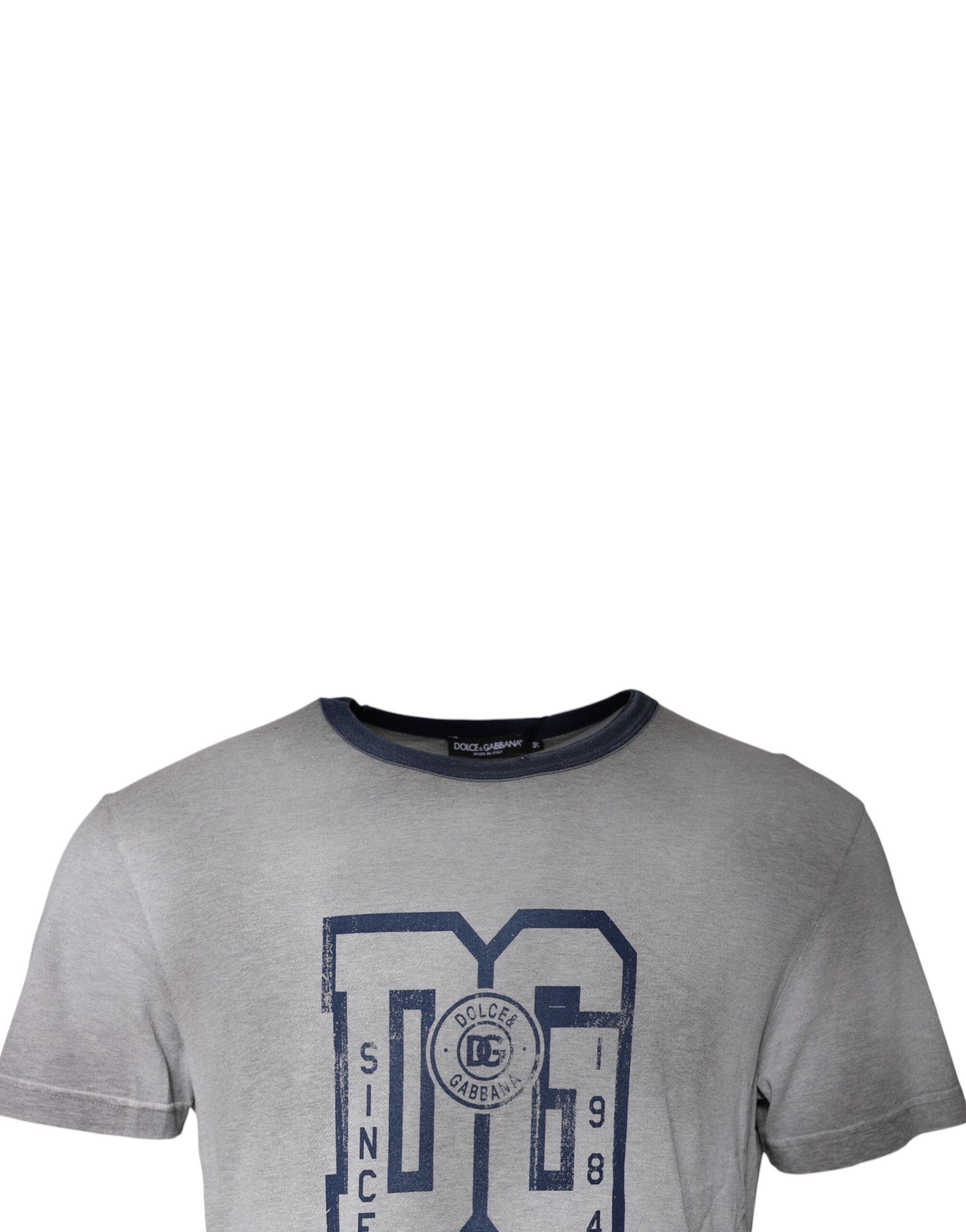 Dolce & Gabbana Gray Logo Print Cotton Crew Neck T-shirt -   -  Dolce & Gabbana.