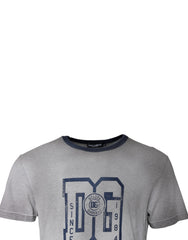 Dolce & Gabbana Gray Logo Print Cotton Crew Neck T-shirt -   -  Dolce & Gabbana.