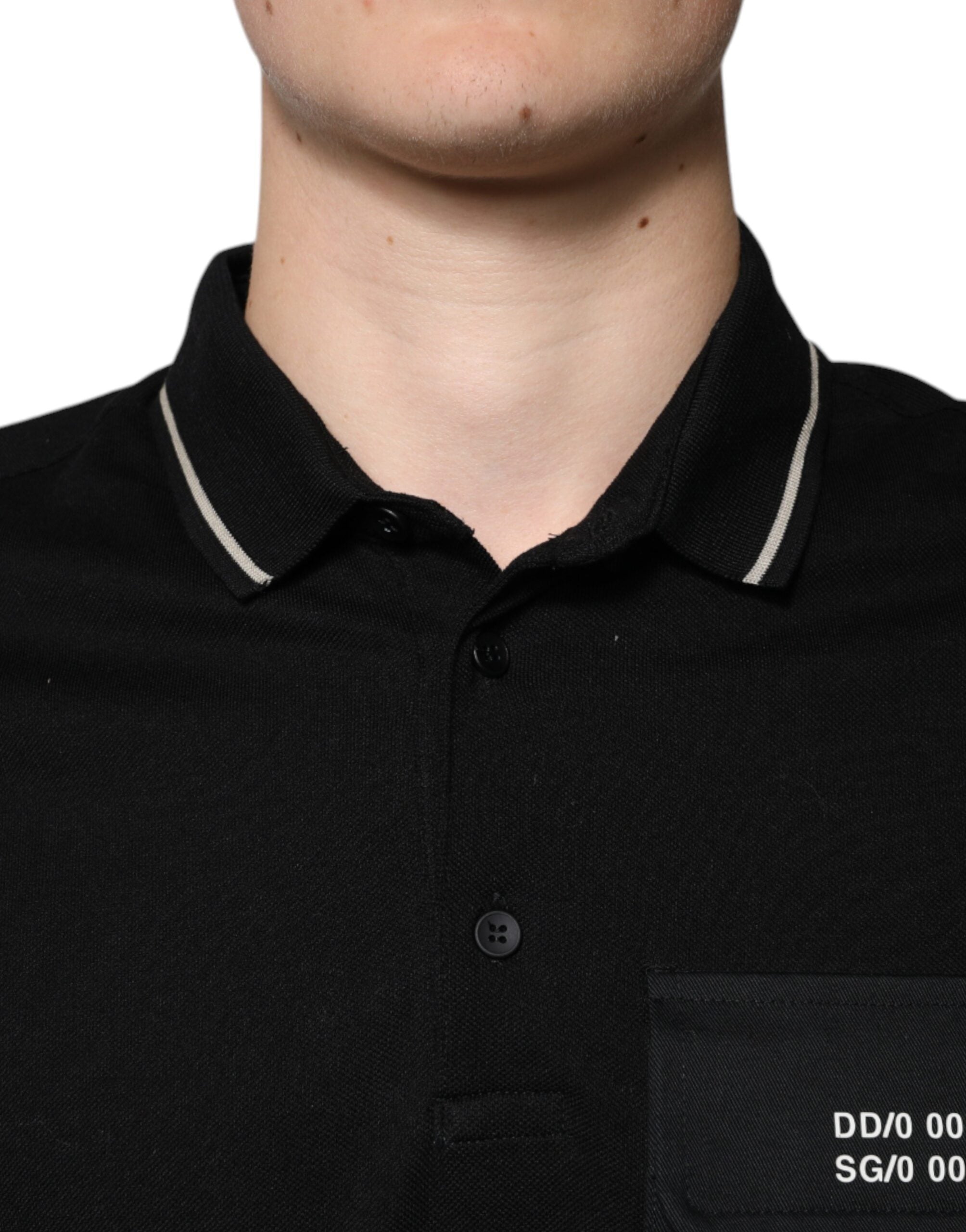 Dolce & Gabbana Black White Cotton Short Sleeves Polo T-shirt -   -  Dolce & Gabbana.
