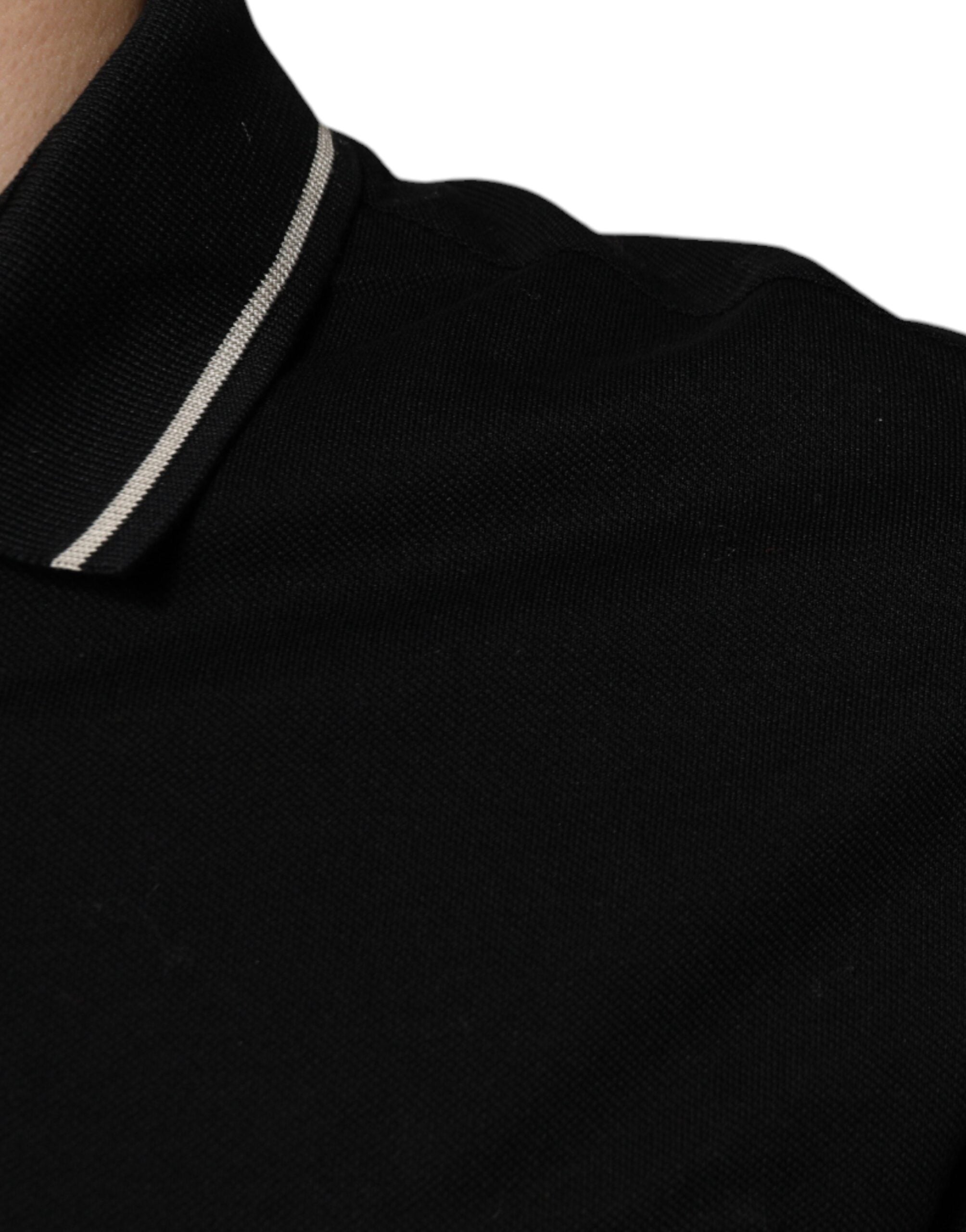 Dolce & Gabbana Black White Cotton Short Sleeves Polo T-shirt -   -  Dolce & Gabbana.