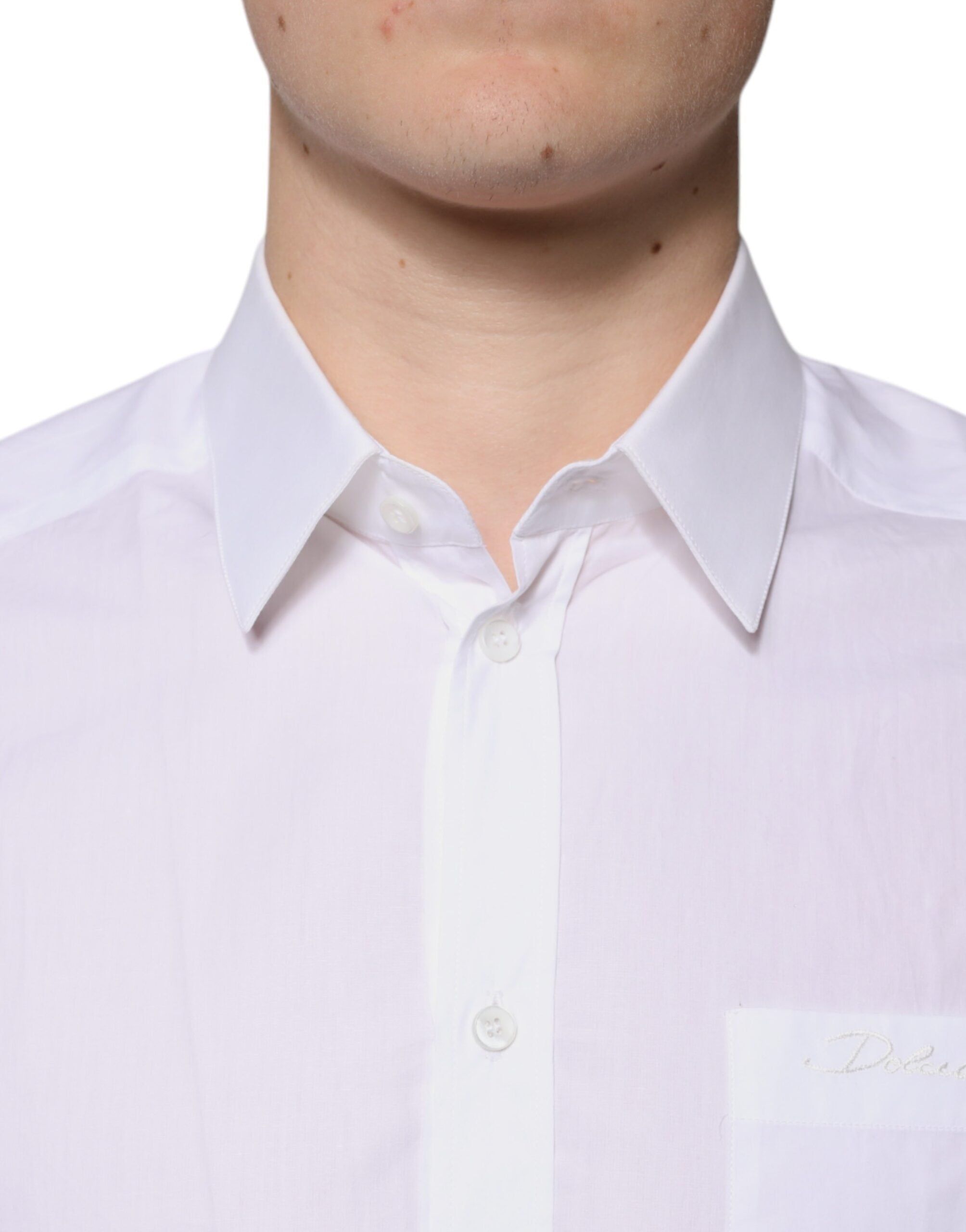 Dolce & Gabbana White Cotton Long Sleeves GOLD Dress Shirt -   -  Dolce & Gabbana.