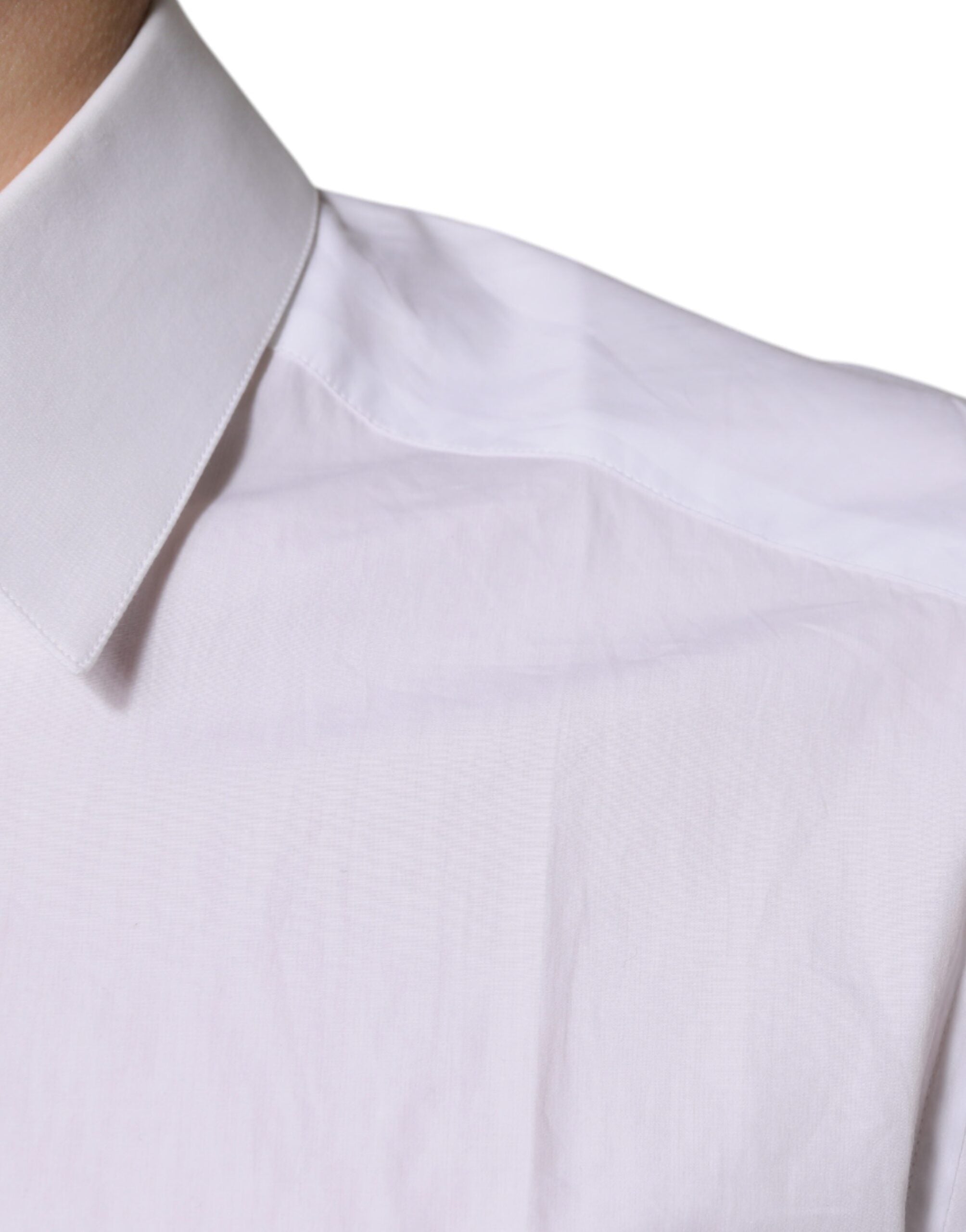 Dolce & Gabbana White Cotton Long Sleeves GOLD Dress Shirt -   -  Dolce & Gabbana.
