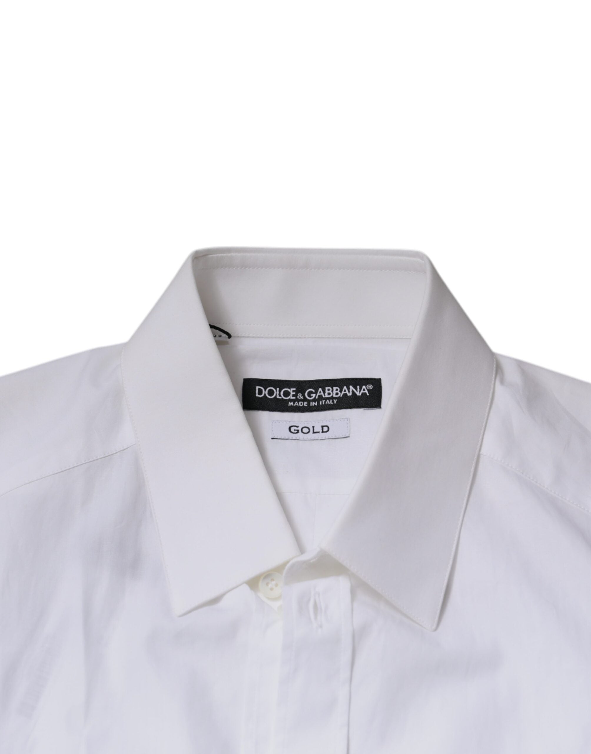Dolce & Gabbana White Cotton Long Sleeves GOLD Dress Shirt -   -  Dolce & Gabbana.
