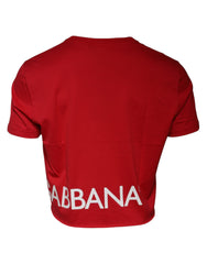Dolce & Gabbana Red Logo Print Cropped Crew Neck T-shirt -   -  Dolce & Gabbana.