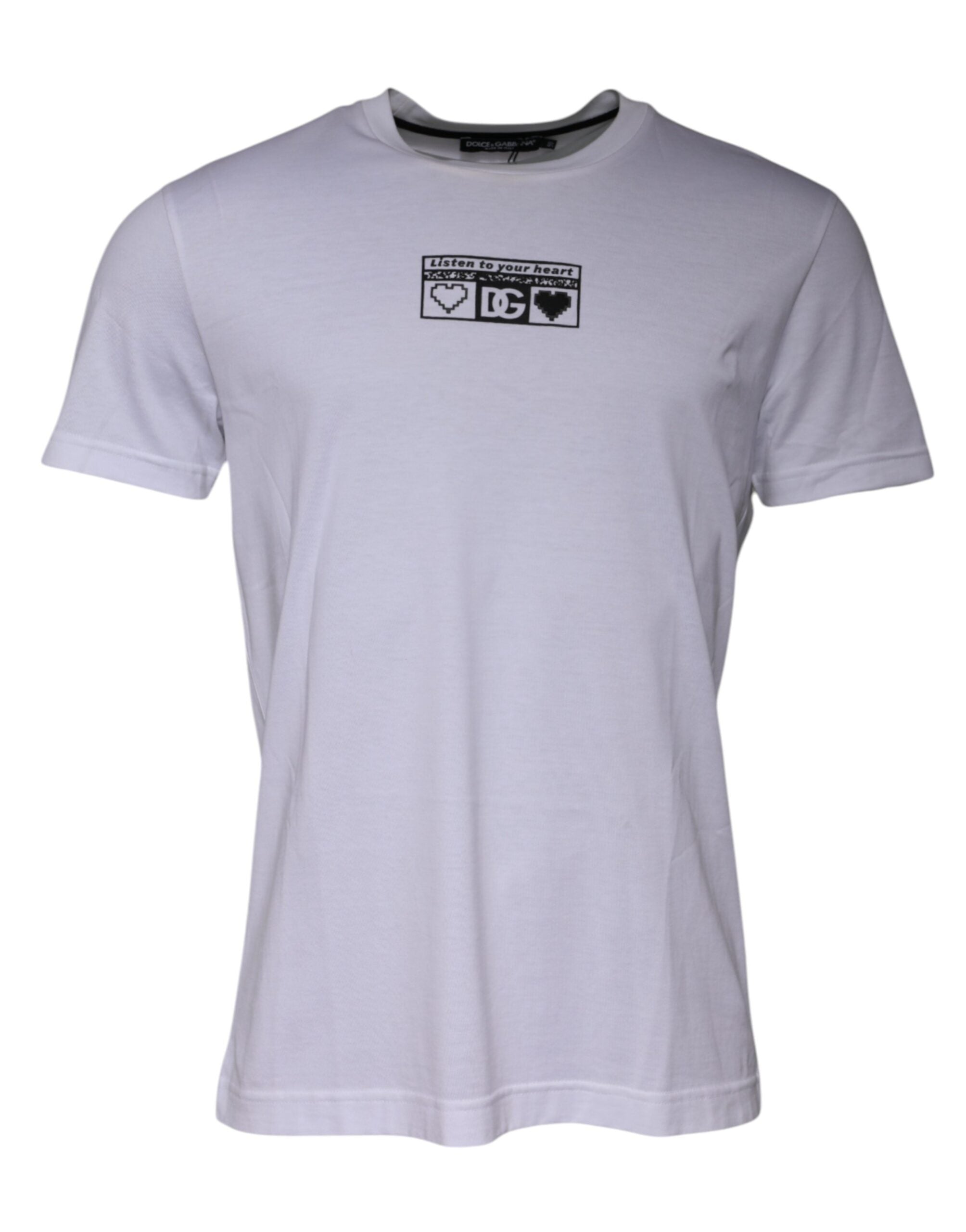 Dolce & Gabbana White Logo Print Cotton Crew Neck T-shirt -   -  Dolce & Gabbana.