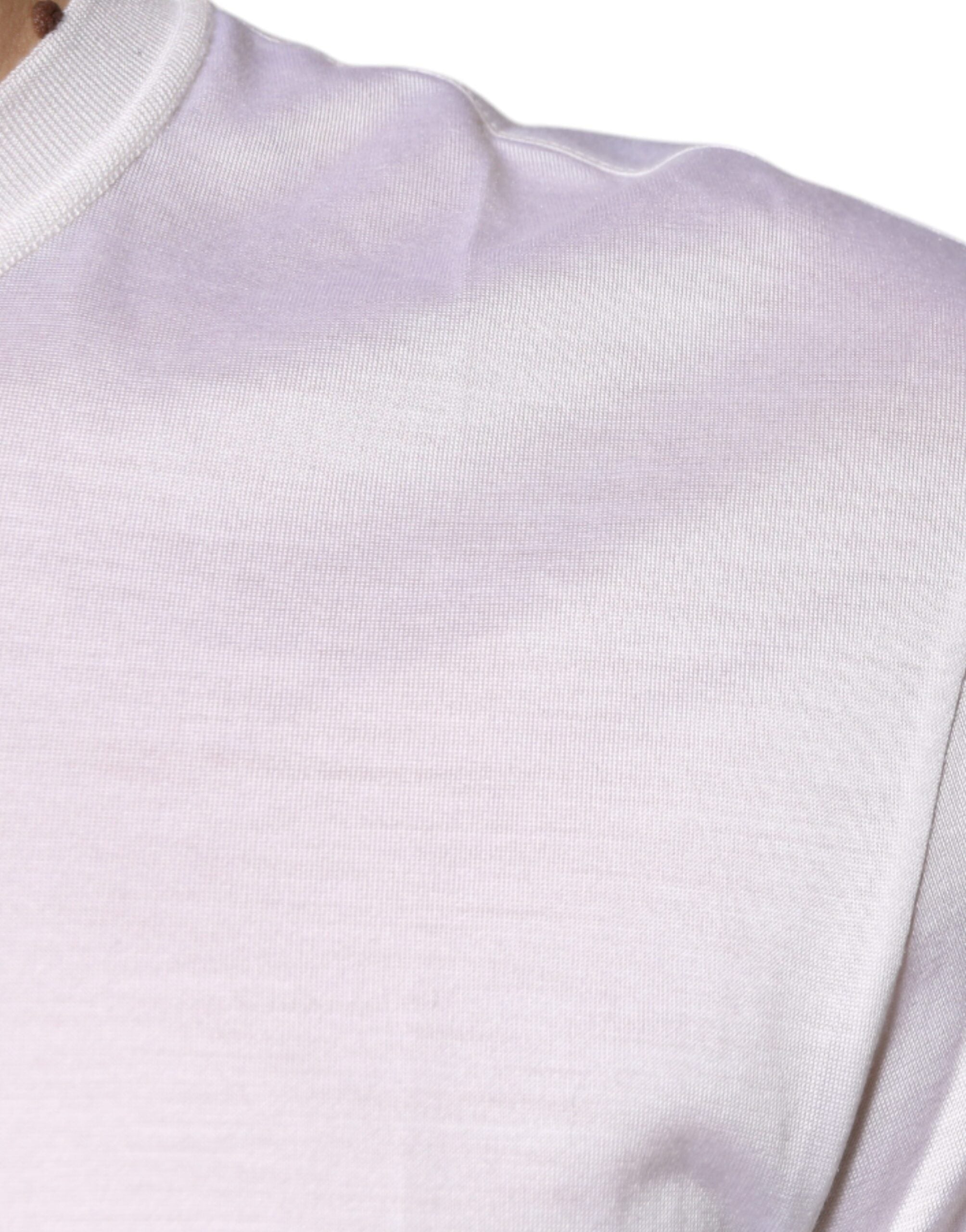 Dolce & Gabbana White Silk Crew Neck Men Pullover Sweater -   -  Dolce & Gabbana.
