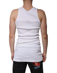 Dolce & Gabbana White Cotton Sleeveless Round Neck Tank T-shirt -   -  Dolce & Gabbana.