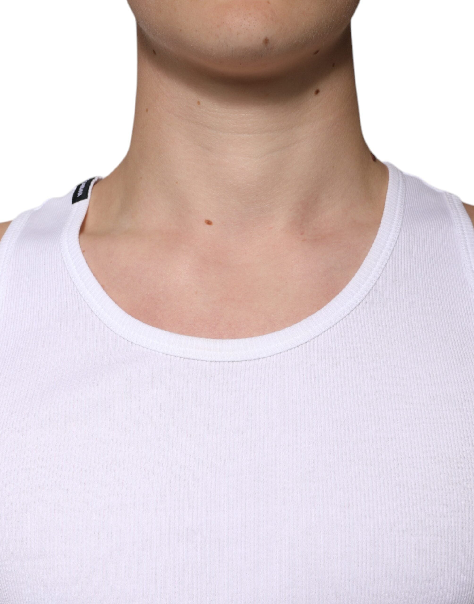Dolce & Gabbana White Cotton Sleeveless Round Neck Tank T-shirt -   -  Dolce & Gabbana.