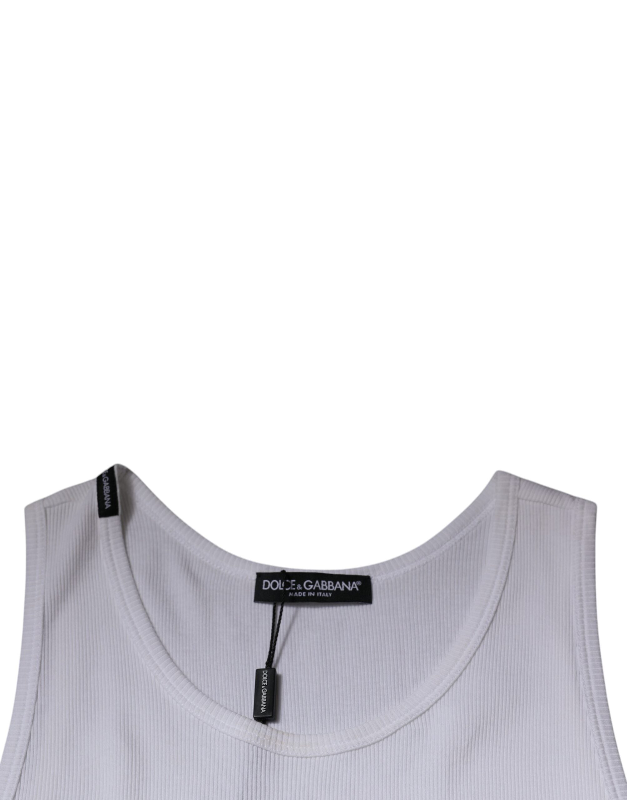 Dolce & Gabbana White Cotton Sleeveless Round Neck Tank T-shirt -   -  Dolce & Gabbana.