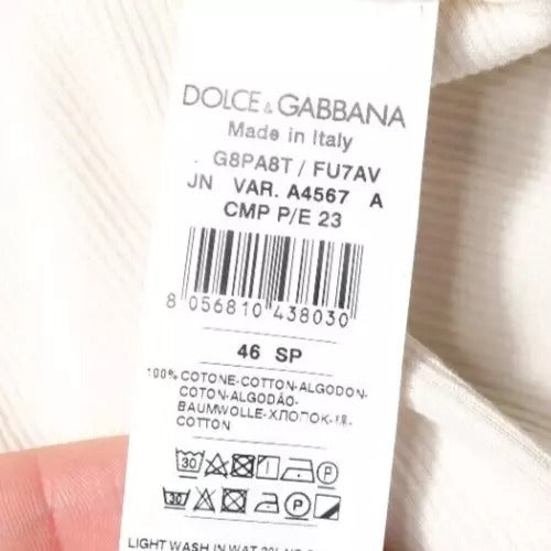 Dolce & Gabbana Off White Cotton Sleeveless Round Neck Tank T-shirt -   -  Dolce & Gabbana.