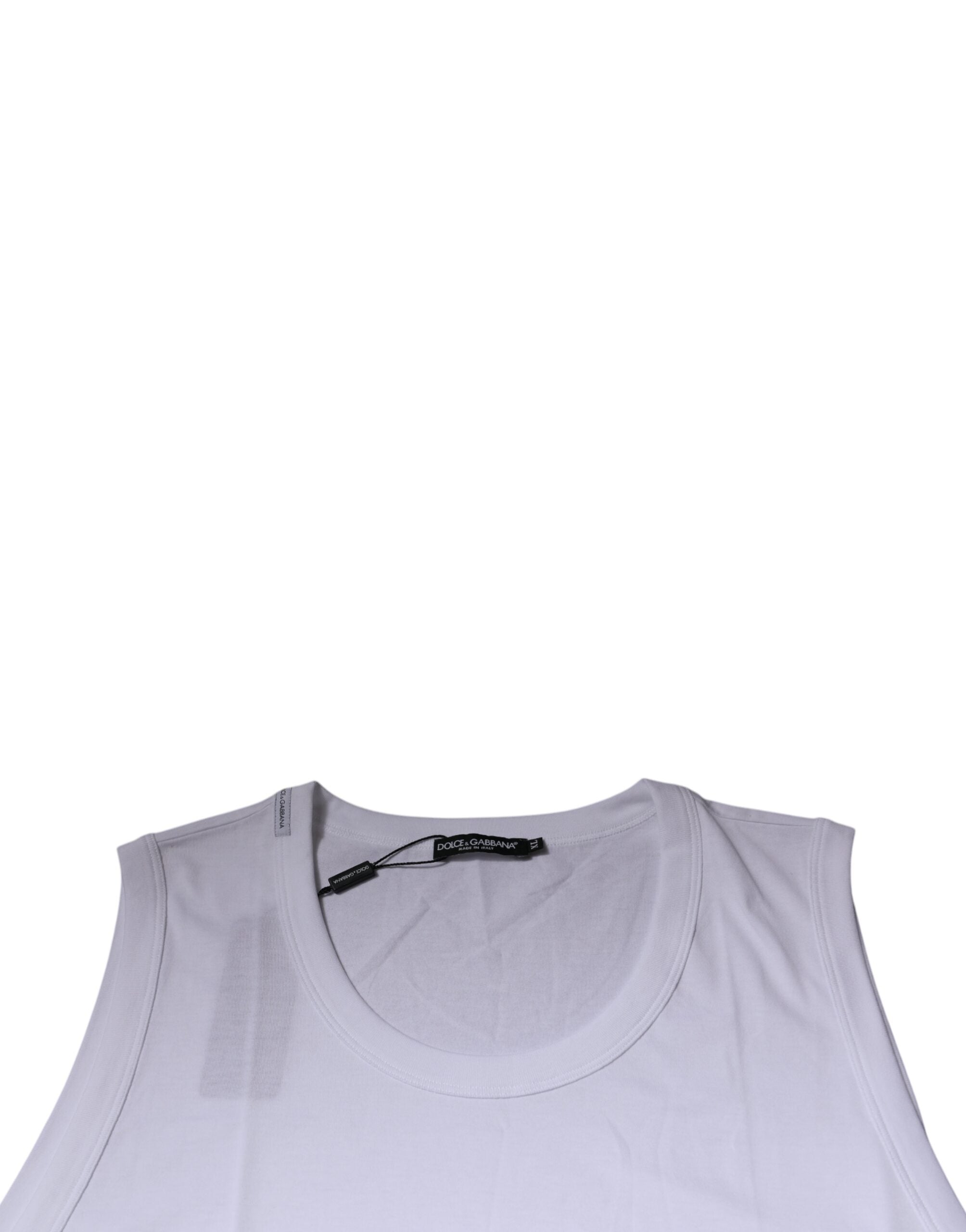 Dolce & Gabbana White Cotton Sleeveless Round Neck Tank T-shirt -   -  Dolce & Gabbana.