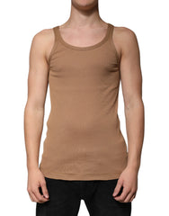 Dolce & Gabbana Brown Cotton Sleeveless Round Neck Tank T-shirt -   -  Dolce & Gabbana.
