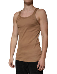 Dolce & Gabbana Brown Cotton Sleeveless Round Neck Tank T-shirt -   -  Dolce & Gabbana.
