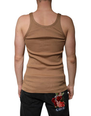 Dolce & Gabbana Brown Cotton Sleeveless Round Neck Tank T-shirt -   -  Dolce & Gabbana.