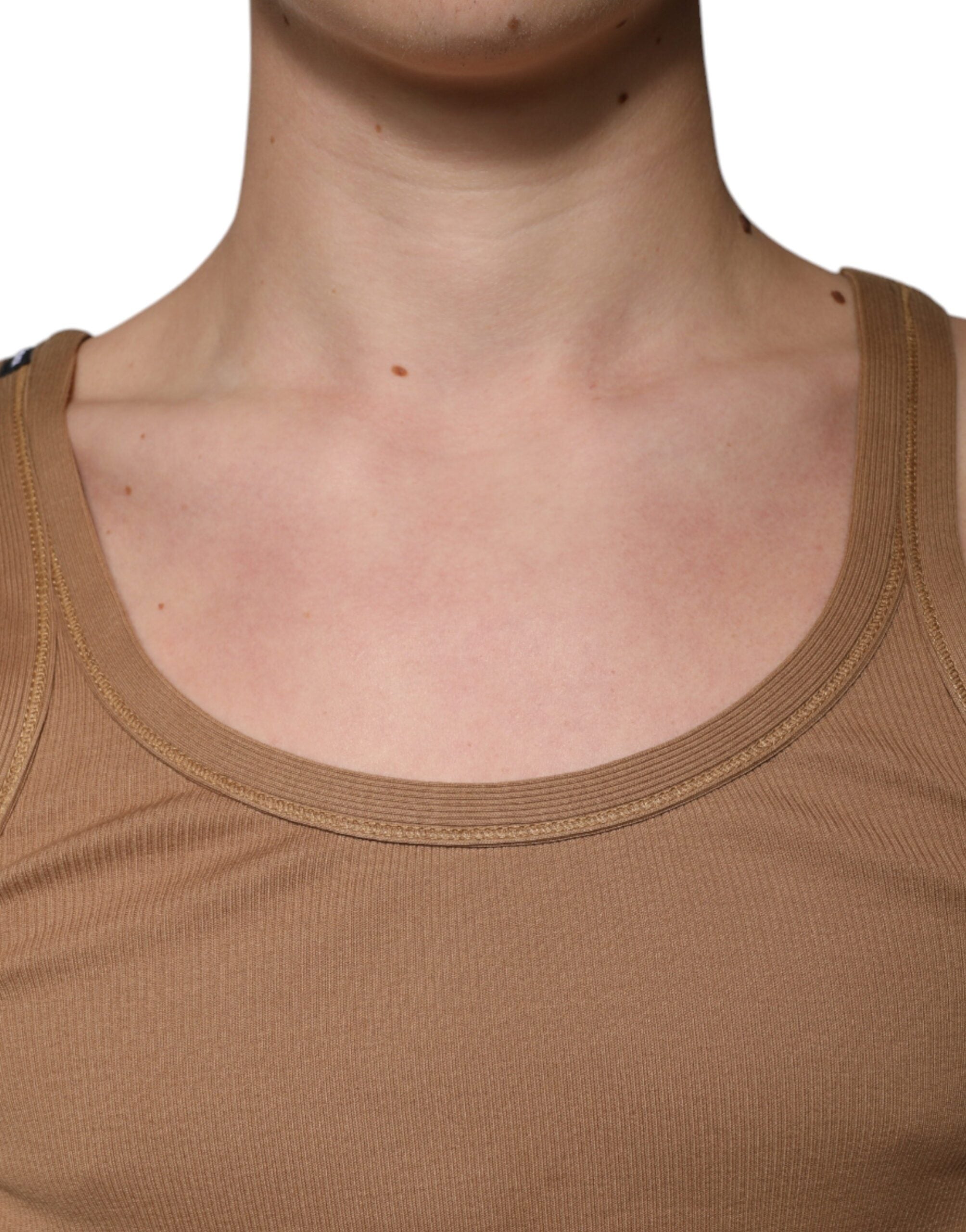 Dolce & Gabbana Brown Cotton Sleeveless Round Neck Tank T-shirt -   -  Dolce & Gabbana.
