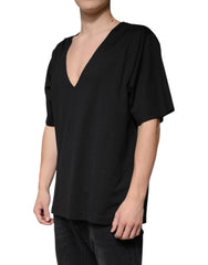 Dolce & Gabbana Black Cotton V-neck Short Sleeves T-shirt -   -  Dolce & Gabbana.