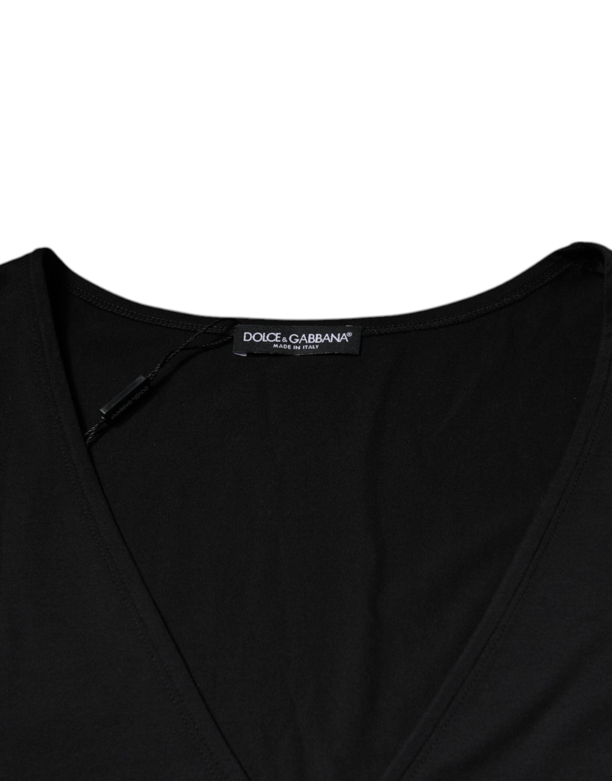 Dolce & Gabbana Black Cotton V-neck Short Sleeves T-shirt -   -  Dolce & Gabbana.