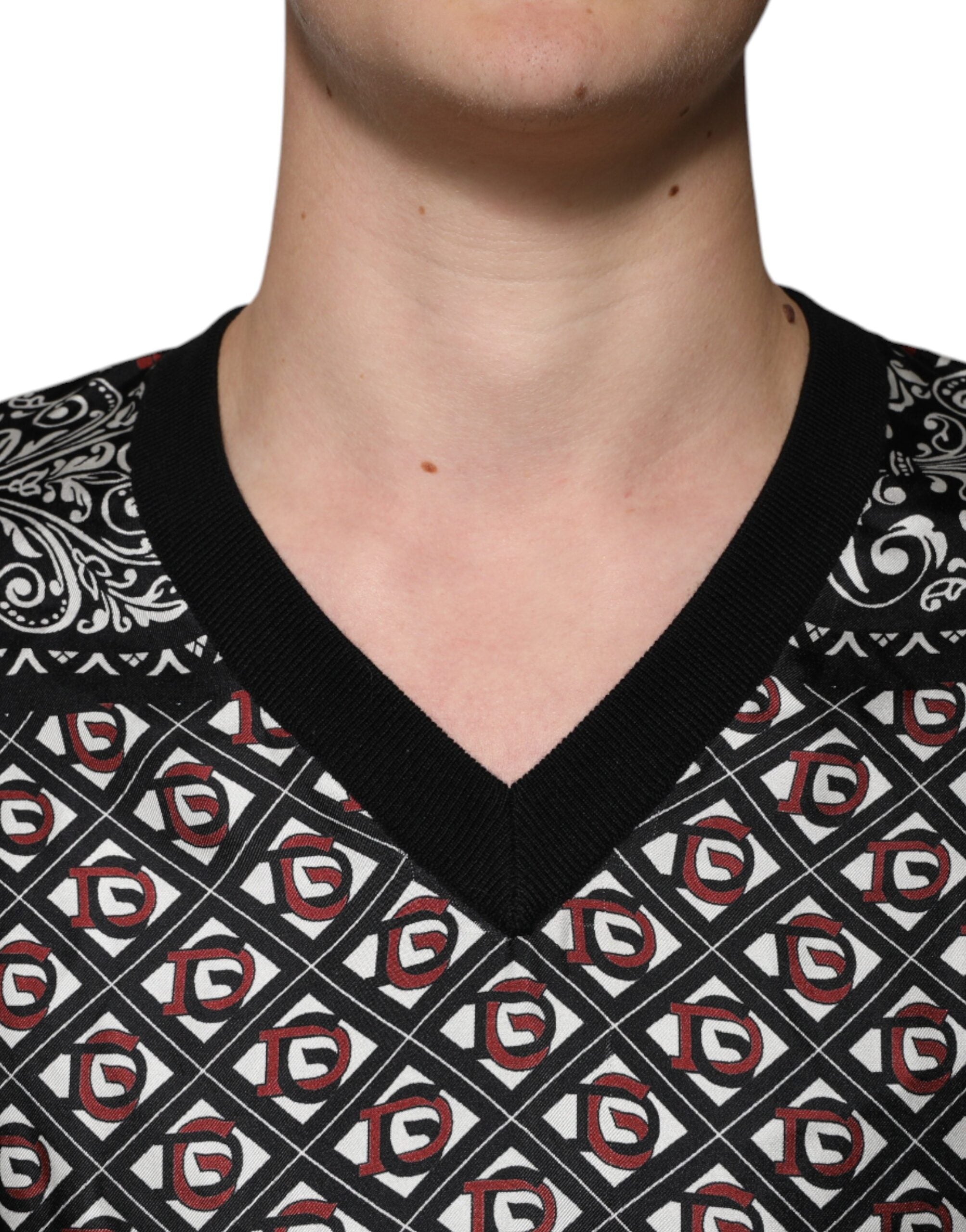 Dolce & Gabbana Black Logo Wool V-neck Pullover Sweater -   -  Dolce & Gabbana.