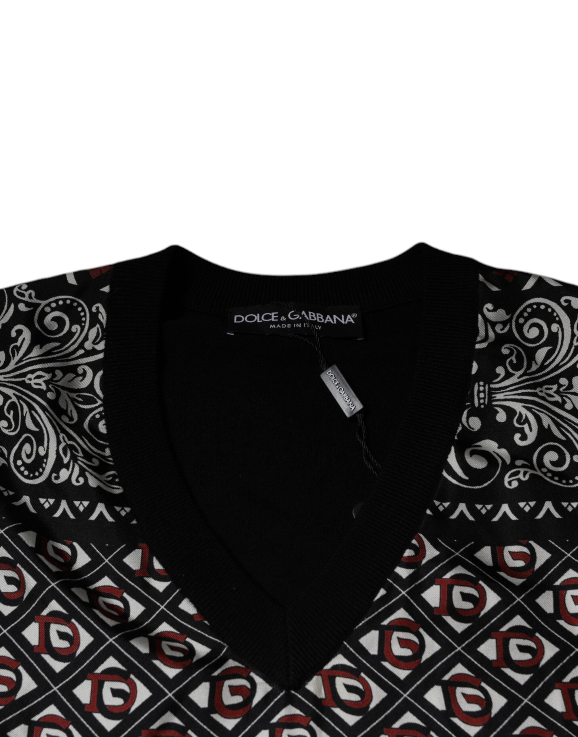 Dolce & Gabbana Black Logo Wool V-neck Pullover Sweater -   -  Dolce & Gabbana.