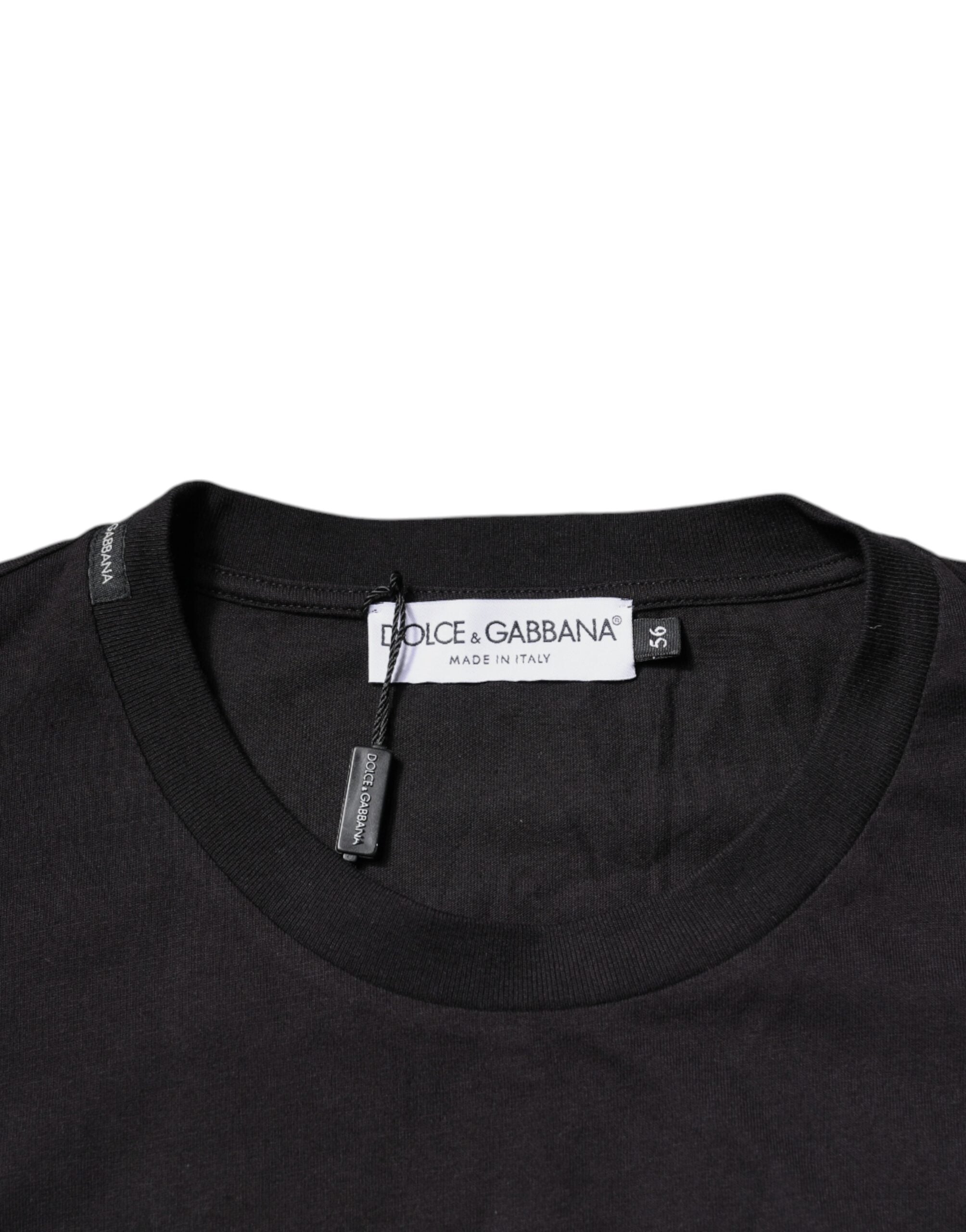 Dolce & Gabbana Black Logo Print Cotton Crew Neck T-shirt -   -  Dolce & Gabbana.