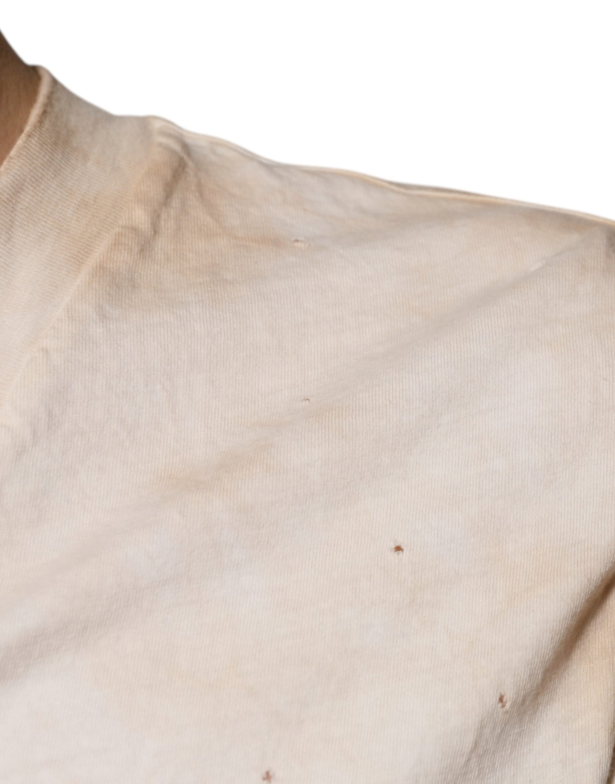 Dolce & Gabbana Beige Graphic Print Cotton V-neck T-shirt -   -  Dolce & Gabbana.