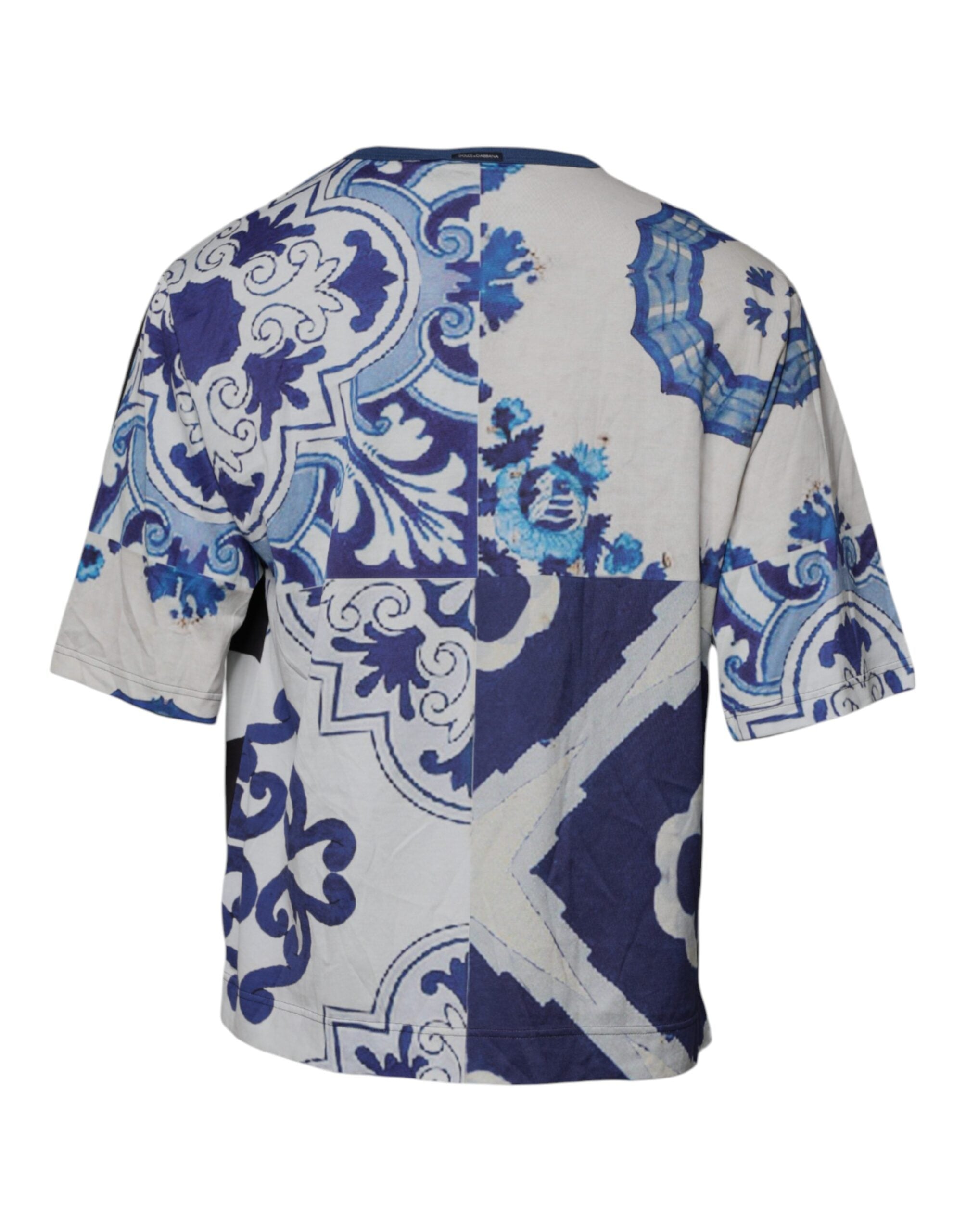 Dolce & Gabbana Black White Printed Cotton Crew Neck T-shirt -   -  Dolce & Gabbana.