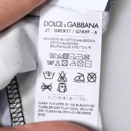 Dolce & Gabbana Black White Printed Cotton Crew Neck T-shirt -   -  Dolce & Gabbana.