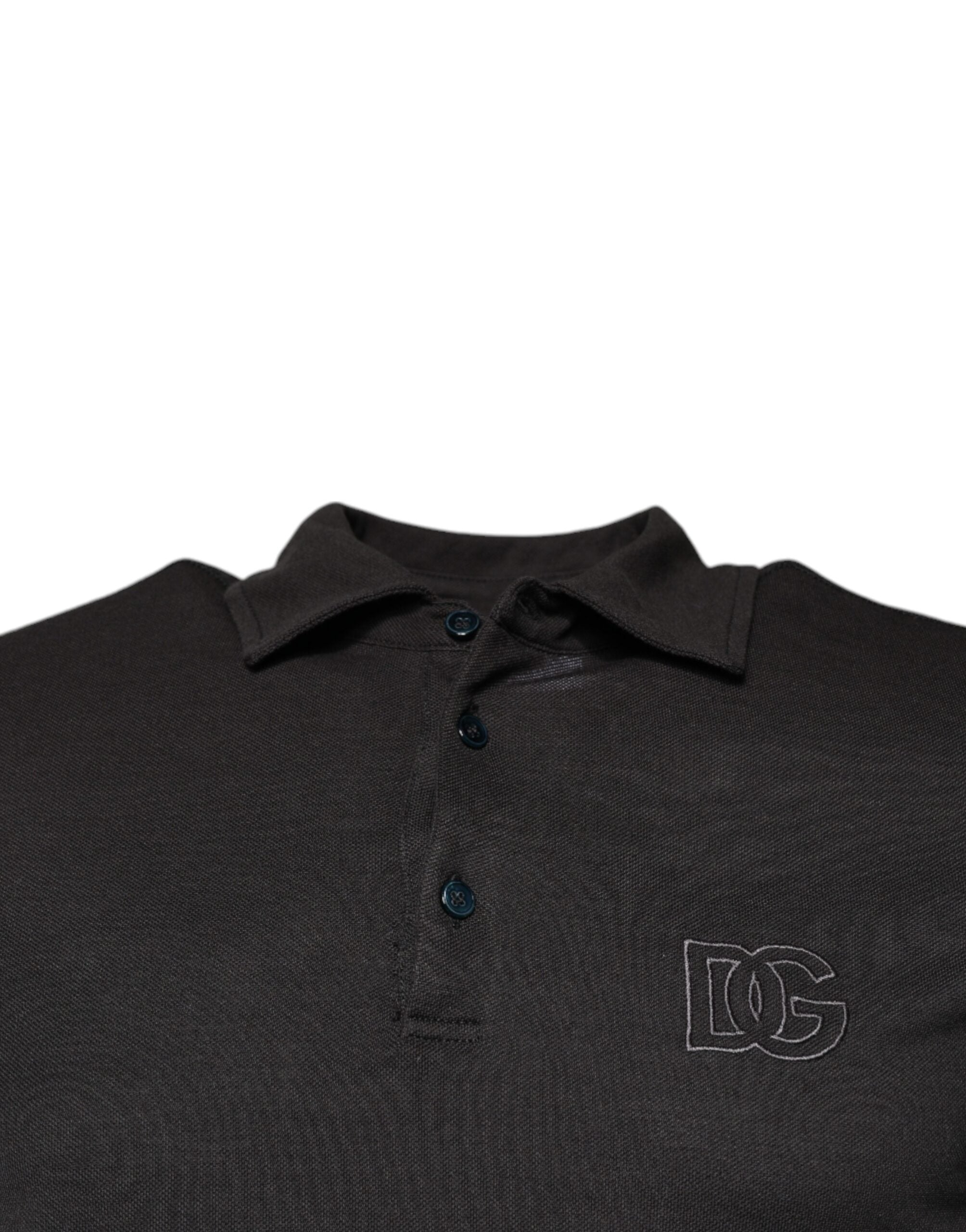 Dolce & Gabbana Dark Gray Collared Short Sleeves Polo T-shirt -   -  Dolce & Gabbana.