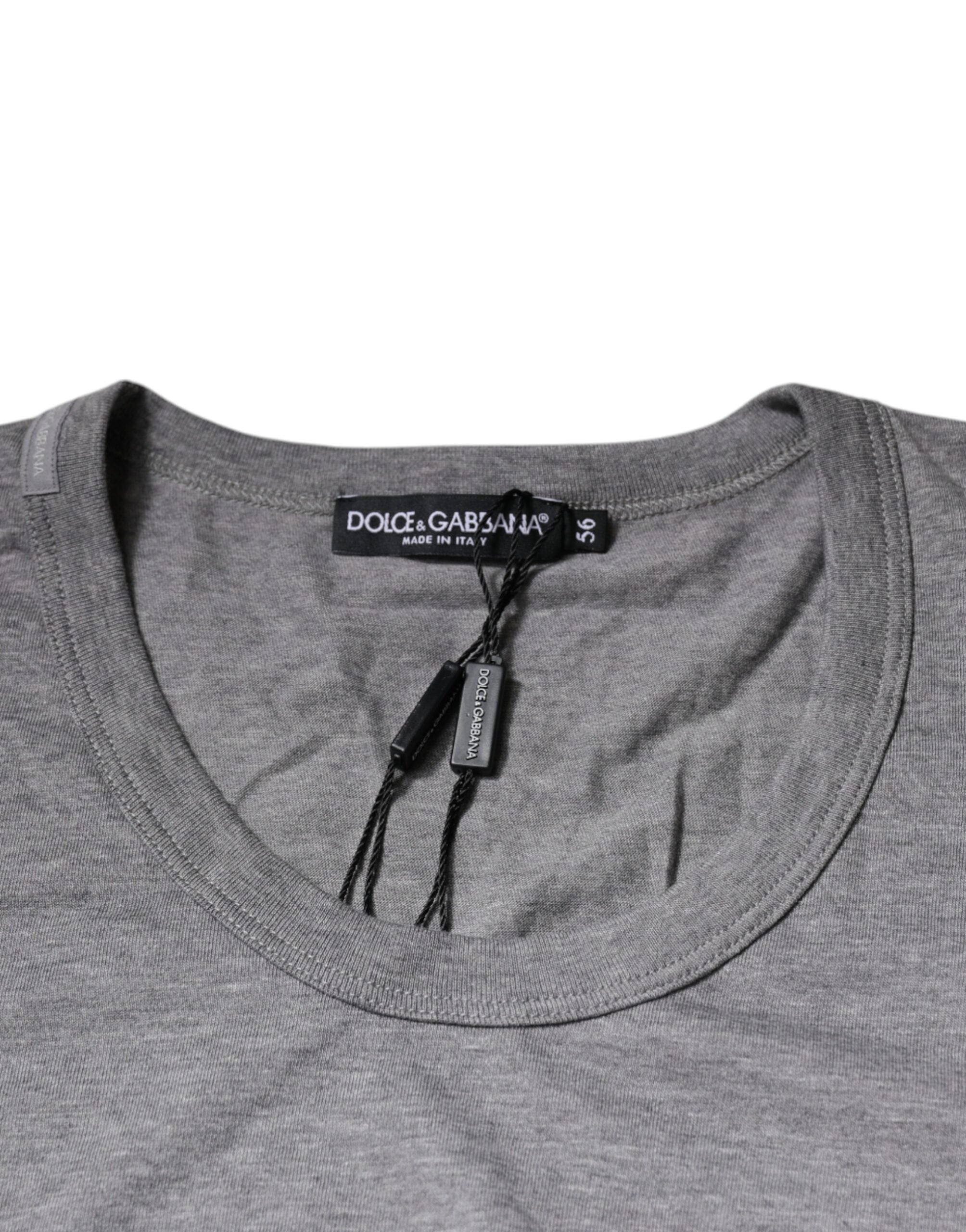 Dolce & Gabbana Gray Cotton Crew Neck Short Sleeves T-shirt -   -  Dolce & Gabbana.