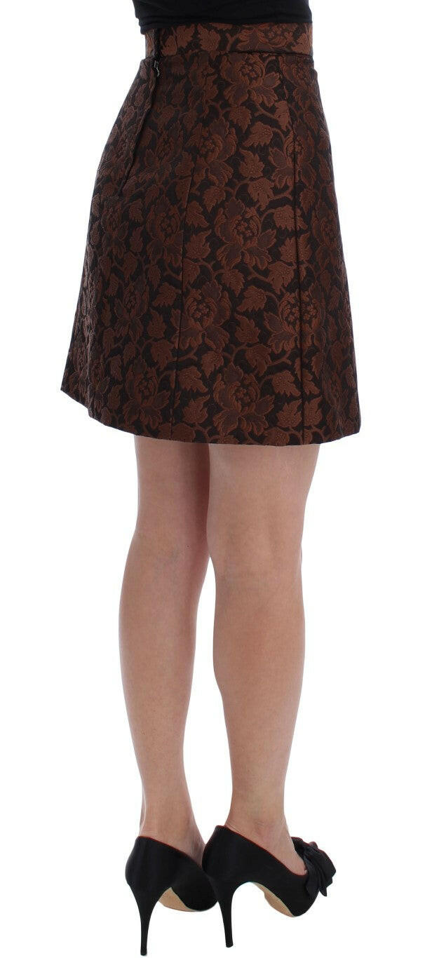 Dolce & Gabbana Brown Floral Brocade Mini Bubble Skirt -   -  Dolce & Gabbana.