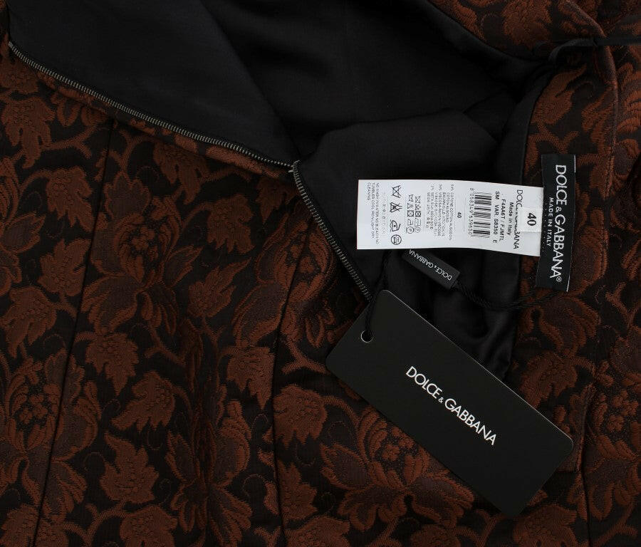 Dolce & Gabbana Brown Floral Brocade Mini Bubble Skirt -   -  Dolce & Gabbana.