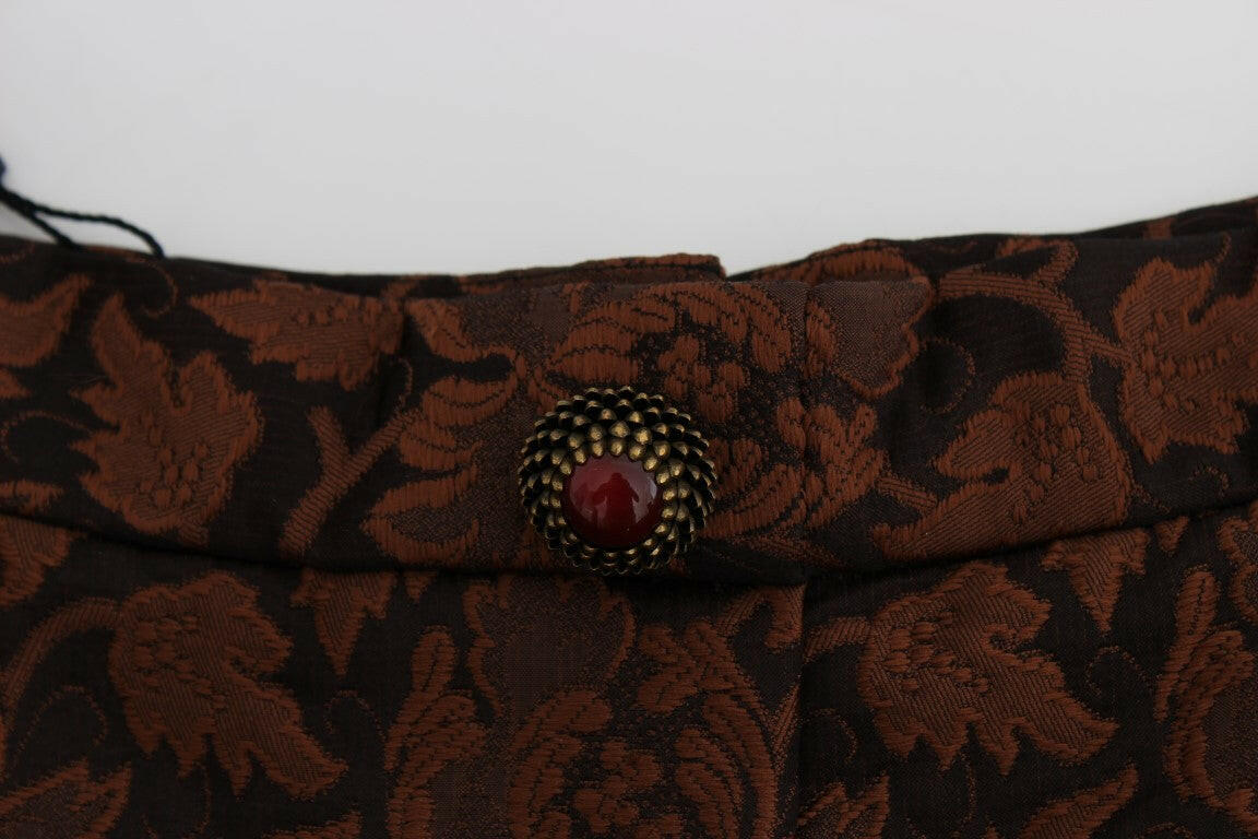 Dolce & Gabbana Brown Floral Brocade Mini Bubble Skirt -   -  Dolce & Gabbana.