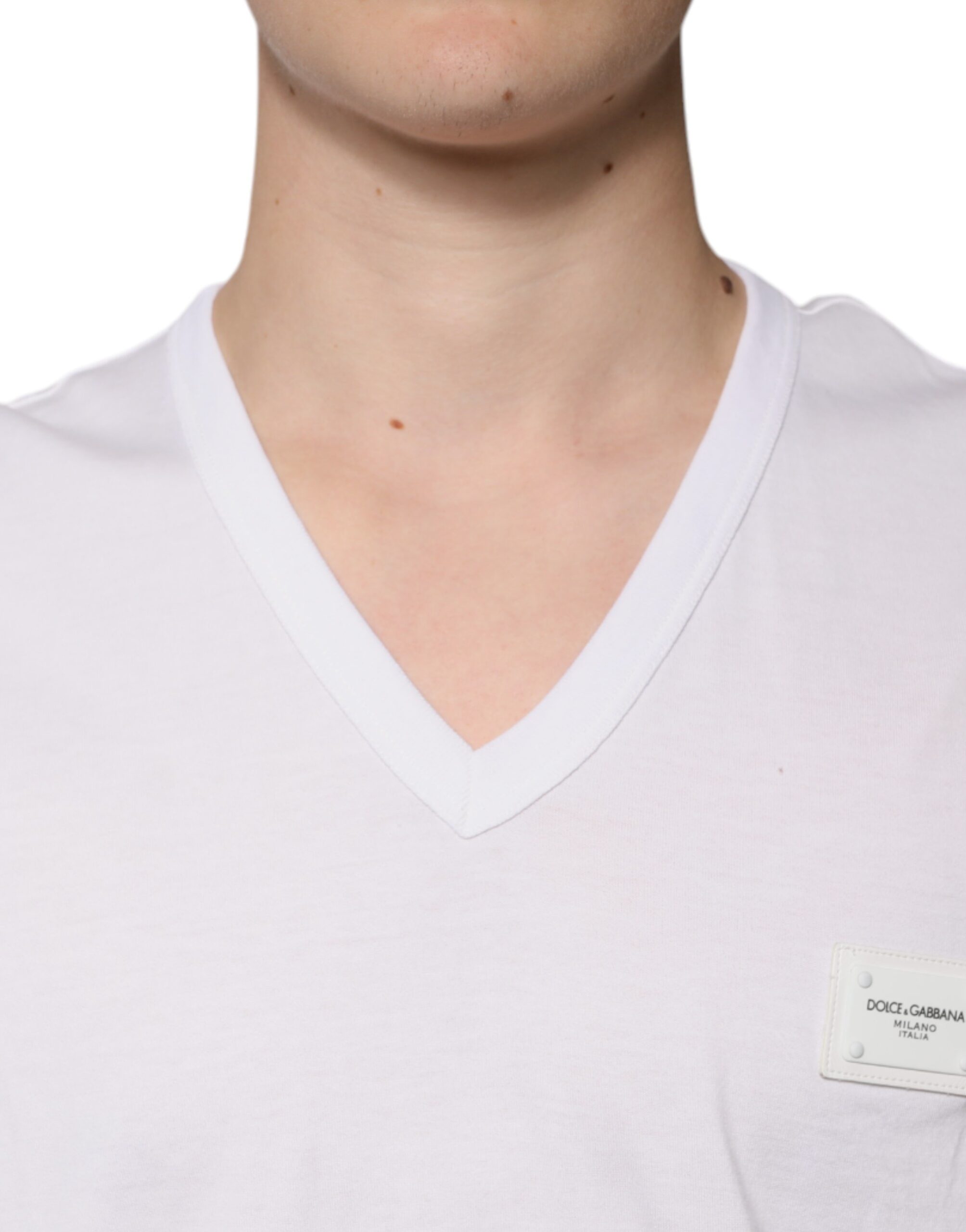 Dolce & Gabbana White Logo V-neck Short Sleeve T-shirt -   -  Dolce & Gabbana.