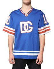 Dolce & Gabbana Blue Logo V-neck Short Sleeve T-shirt -   -  Dolce & Gabbana.