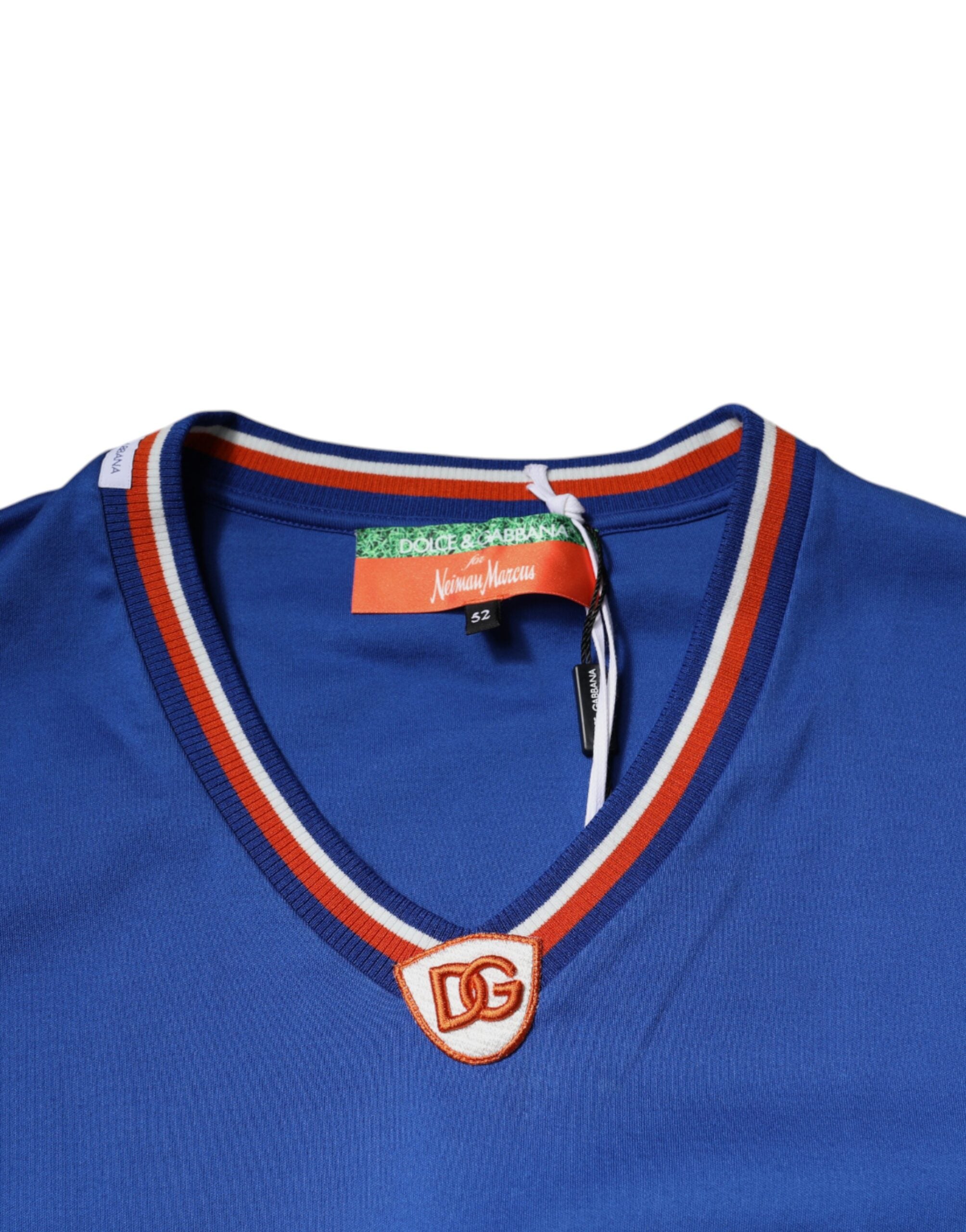 Dolce & Gabbana Blue Logo V-neck Short Sleeve T-shirt -   -  Dolce & Gabbana.