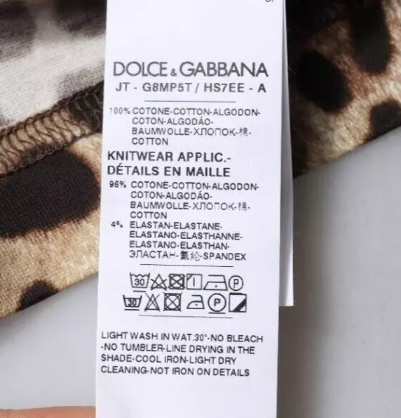 Dolce & Gabbana Brown Leopard Crew Neck Short Sleeve T-shirt -   -  Dolce & Gabbana.