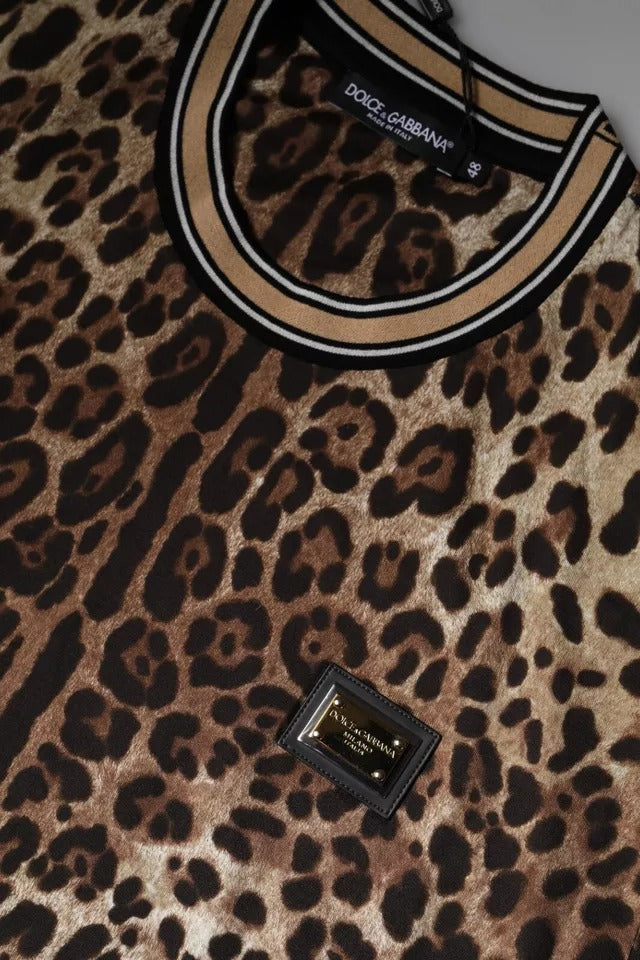 Dolce & Gabbana Brown Leopard Crew Neck Short Sleeve T-shirt -   -  Dolce & Gabbana.