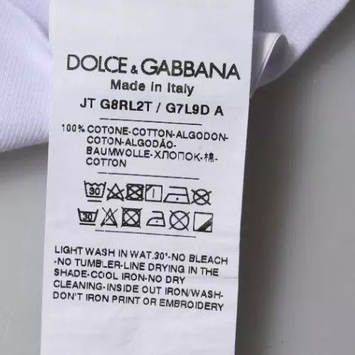 Dolce & Gabbana White Logo Print Cotton Crew Neck T-shirt -   -  Dolce & Gabbana.