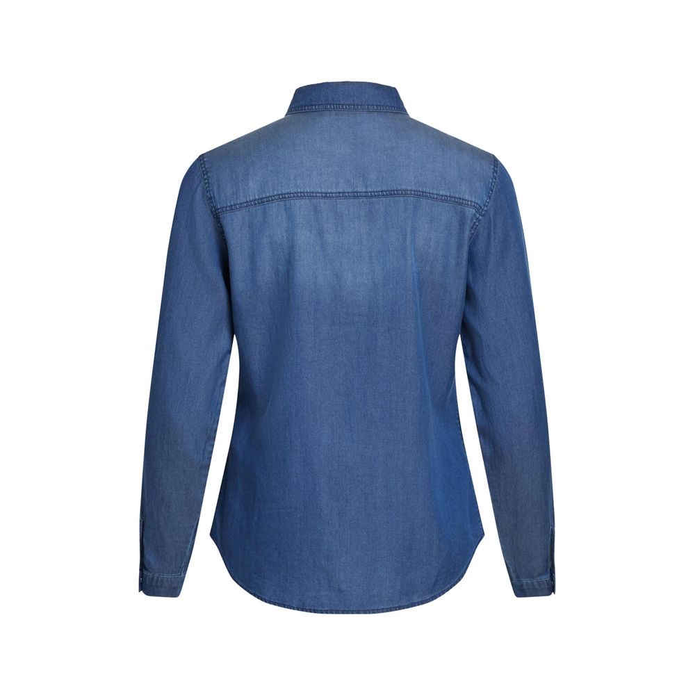 Vila Clothes Blue Cotton Shirt -   -  Vila Clothes.