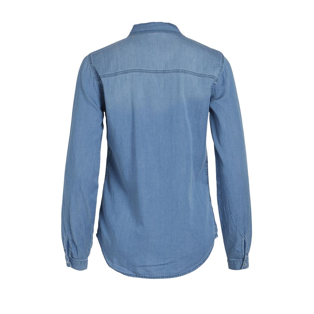 Vila Clothes Light Blue Cotton Shirt -   -  Vila Clothes.