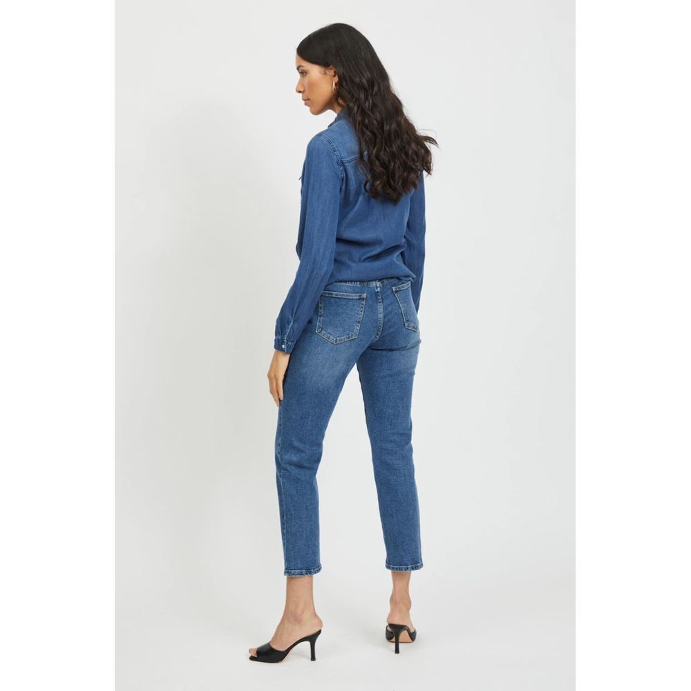Vila Clothes Blue Cotton Shirt -   -  Vila Clothes.
