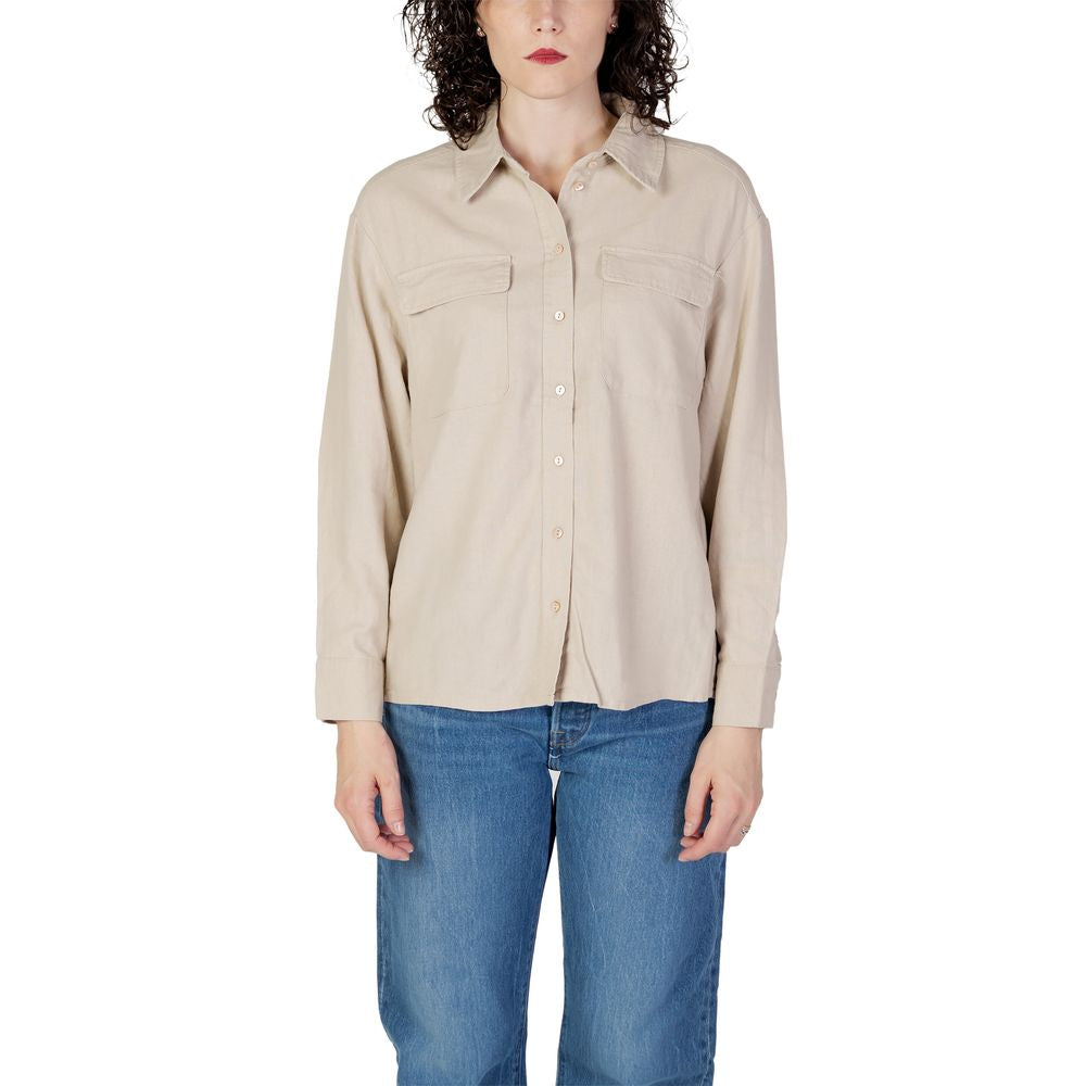 Only Beige Linen Shirt -   -  Only.