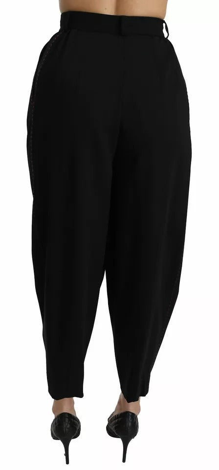 Dolce & Gabbana Black Wool High Waist Pleat Front Cropped Pants -   -  Dolce & Gabbana.