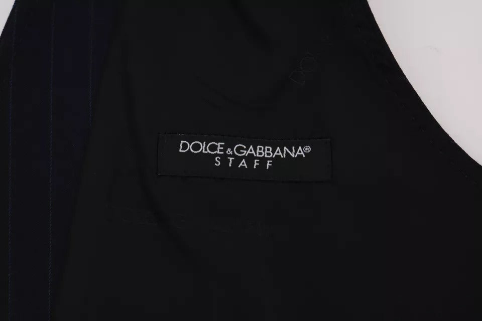 Dolce & Gabbana Blue Waistcoat Wool Stretch STAFF Vest -   -  Dolce & Gabbana.