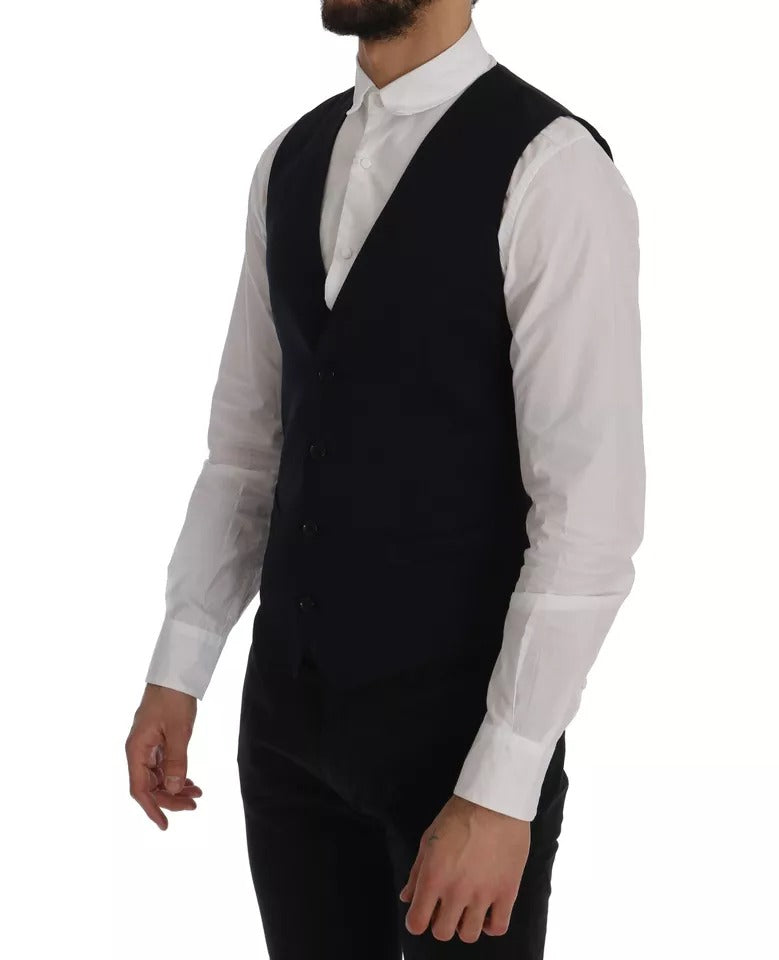 Dolce & Gabbana Blue Waistcoat Wool Stretch STAFF Vest -   -  Dolce & Gabbana.
