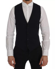 Dolce & Gabbana Blue Waistcoat Wool Stretch STAFF Vest -   -  Dolce & Gabbana.